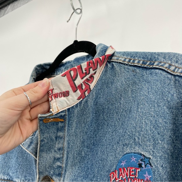 Vintage 1980’s Planet Hollywood Orlando Florida Embroidered Denim Jean Jacket - Picture 4 of 7